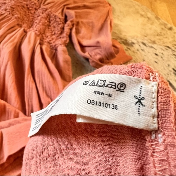 FREE PEOPLE Monika Peach Shirt Midi Drop Waist Dress Size Small - Picture 6 of 12